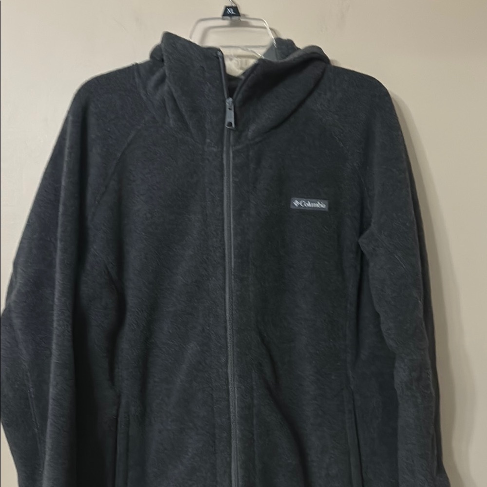 Women’s Columbia Gray Fleece Jacket With Hood Size 2X